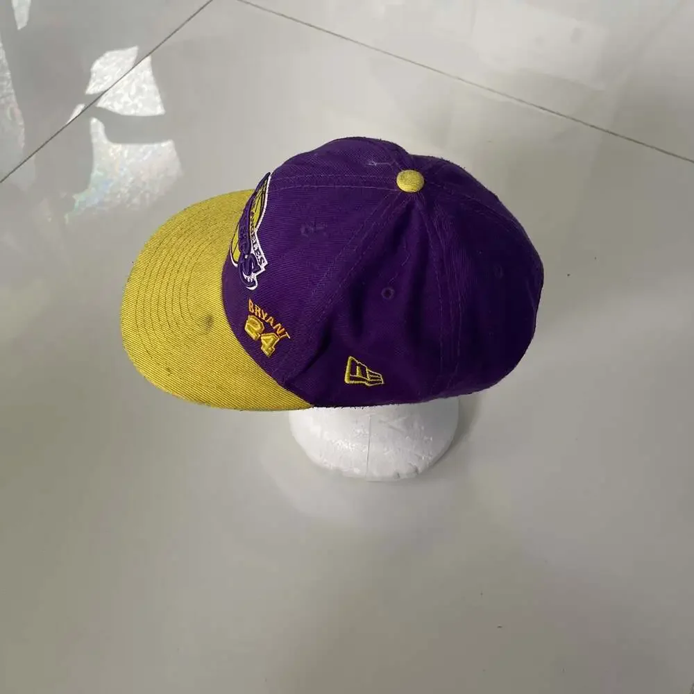 LA Lakers 24 Kobe Bryant Flat Brim Baseball Cap Hat Purple Yellow